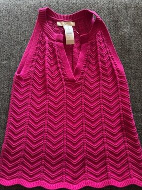 LOFT Fuchsia Chevron Knit Sleeveless Top